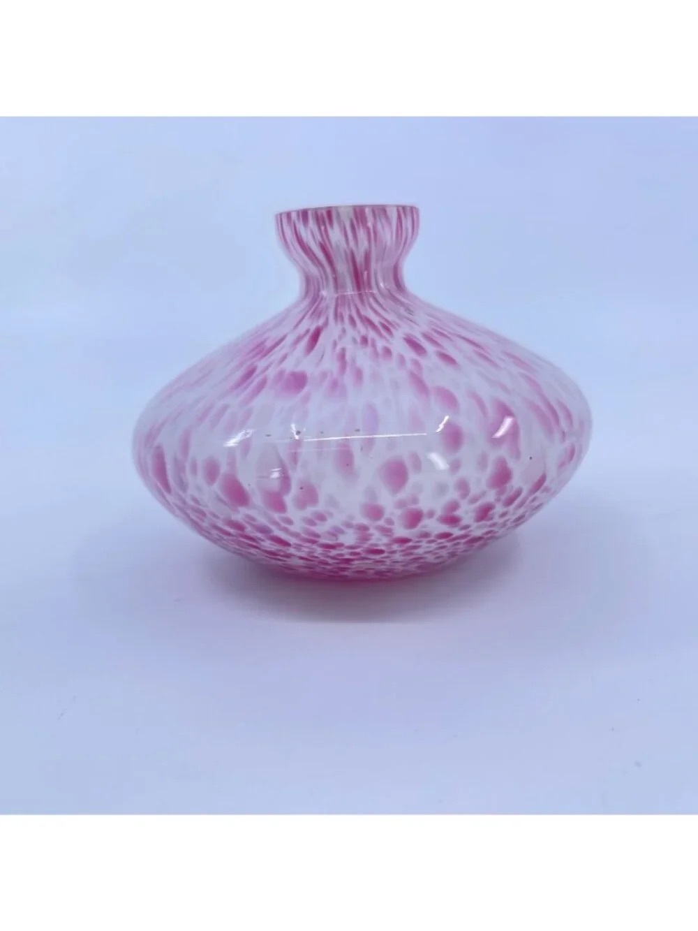 Handblown Pink Speckled Art Glass Bud Vase